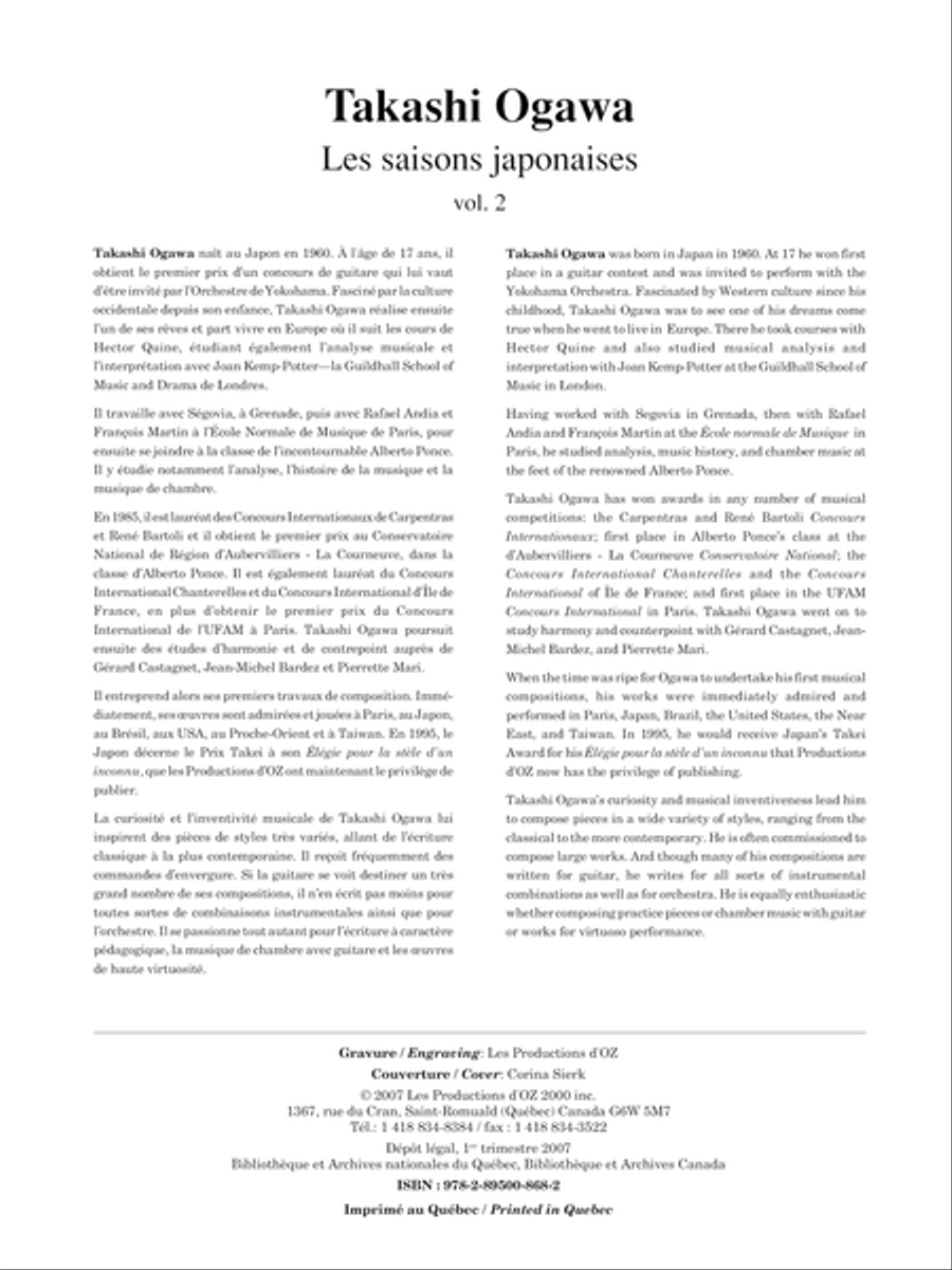 Musique facile pour 4 guitares - Japon (Les saisons japonaises, vol. 2) Guitar Ensemble scores gallery preview page 1