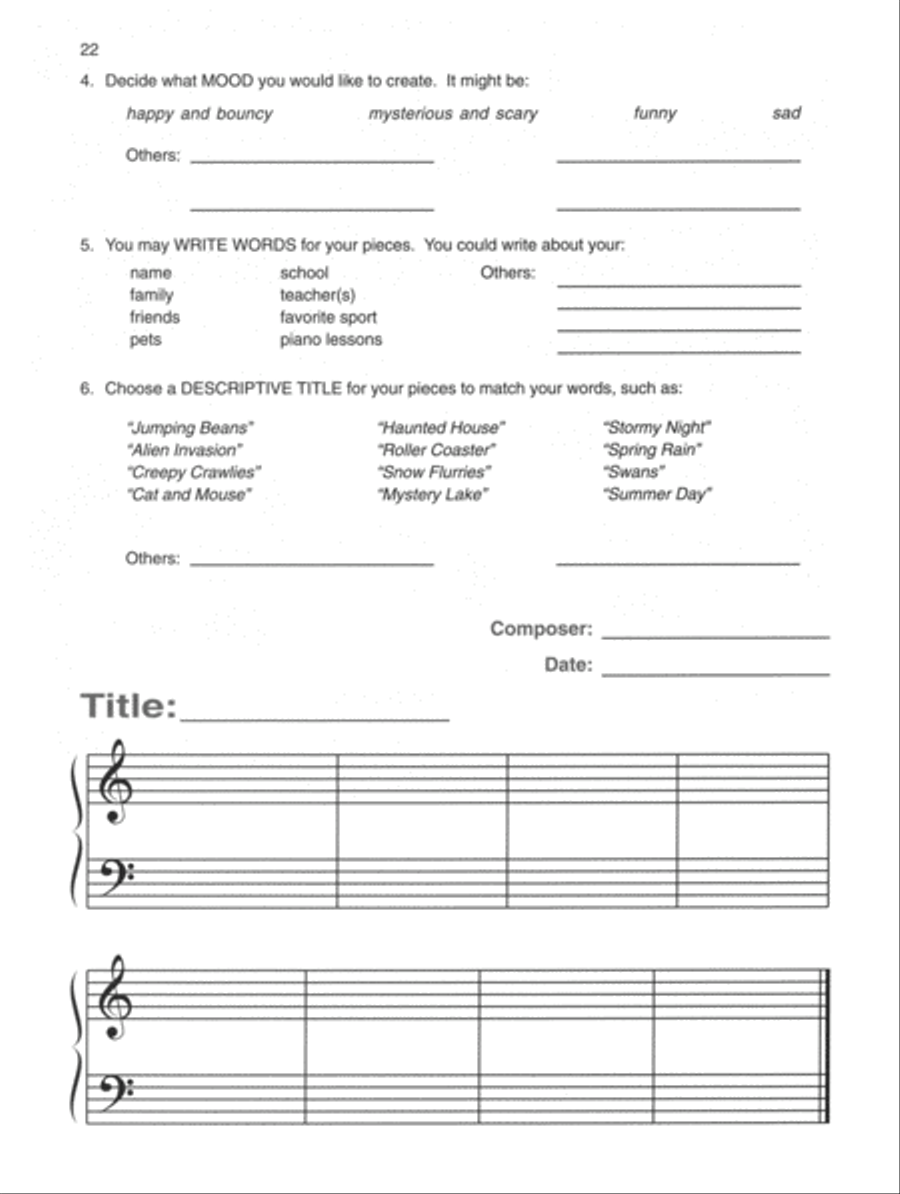 Alfred's Basic Piano Course Composition Book, Level 1B Piano Method scores gallery preview page 3