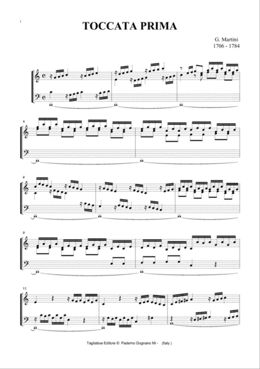 MARTINI G.B. - TOCCATA FOR ORGAN Organ Solo scores gallery preview page 1