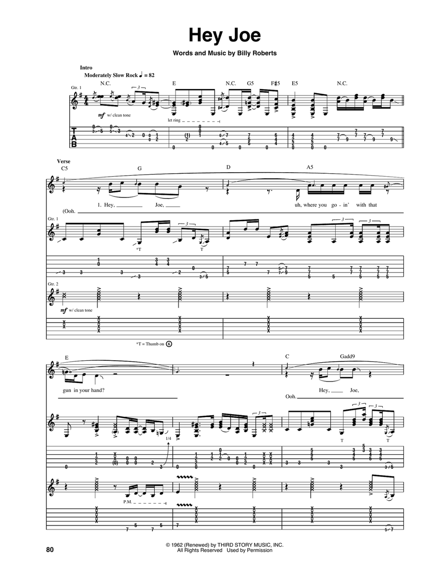Hey Joe Acoustic Guitar scores gallery preview page 1