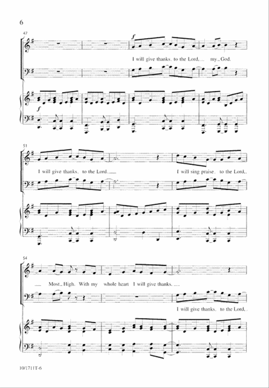 I Will Give Thanks to the Lord 4-Part scores gallery preview page 6