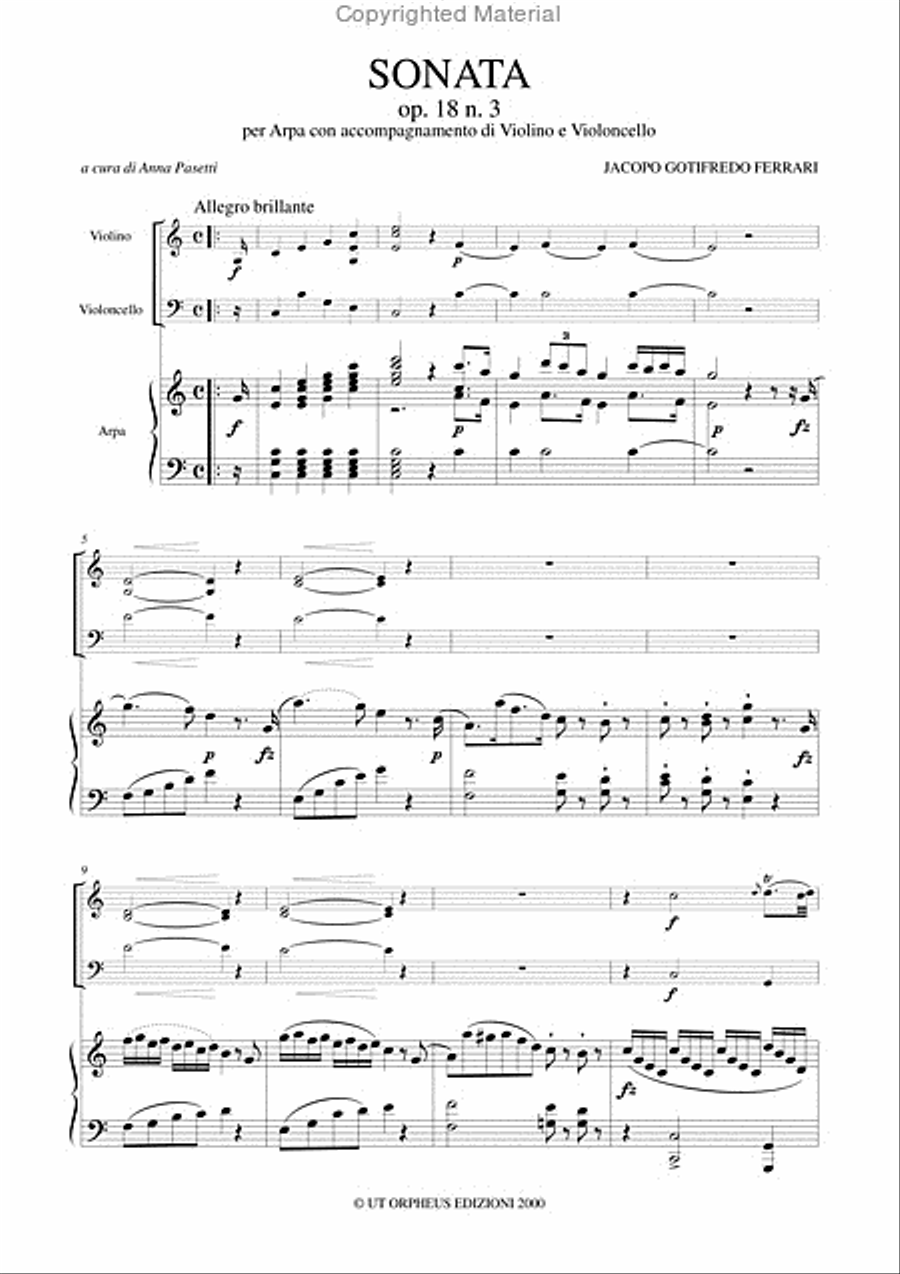 Sonata Op. 18 No. 3 for Arpa, Violin and Violoncello String Orchestra scores gallery preview page 2