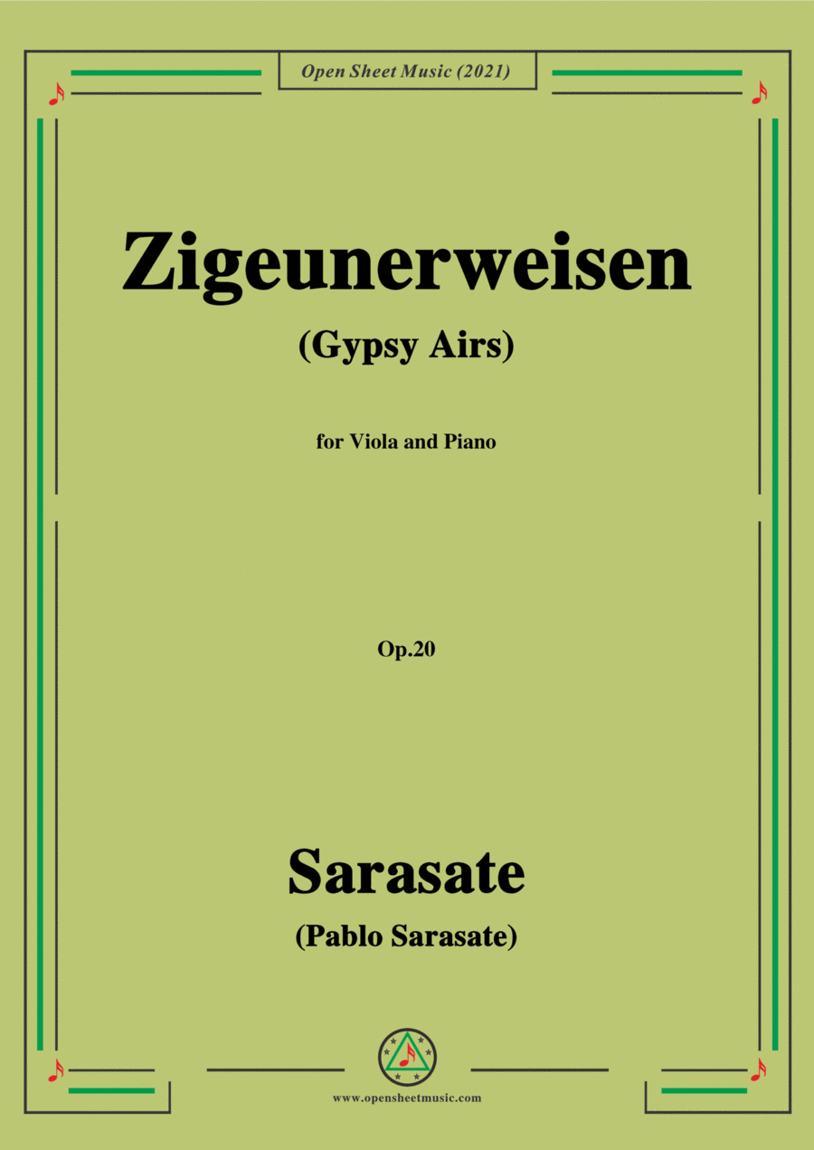 Sarasate-Zigeunerweisen(Gypsy Airs),Op.20,for Viola and Piano Piano scores gallery preview page 1