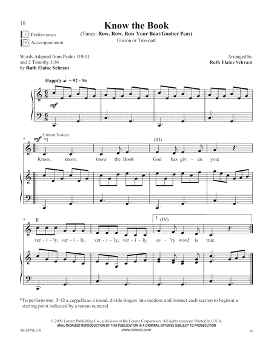 Scripture Songs Unison Choir scores gallery preview page 11