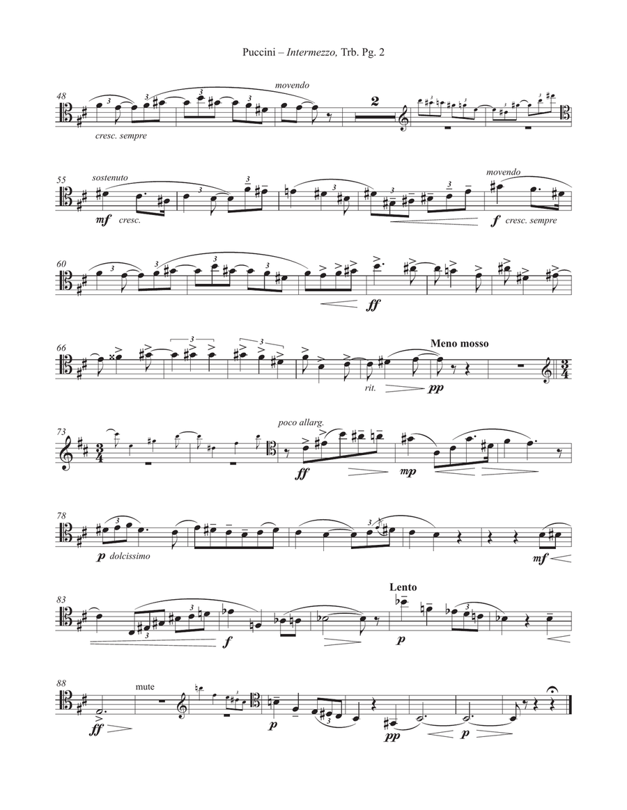 Intermezzo from the opera Manon Lescaut for Trombone and Piano Piano scores gallery preview page 2