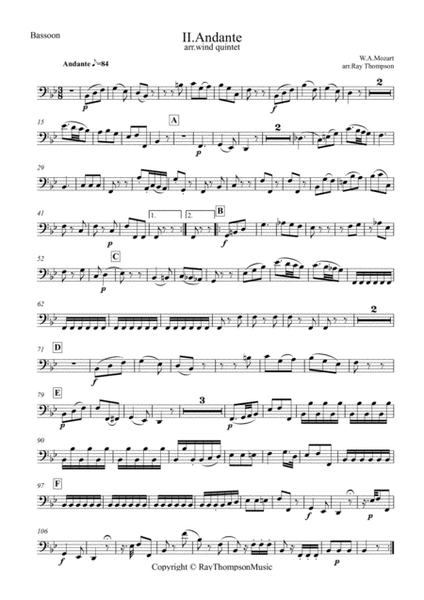 Mozart: Horn Quintet KV407: Mvt II Andante - wind quintet image number null