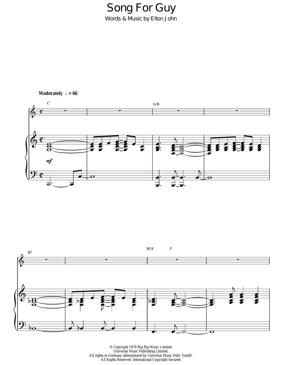 Song For Guy Song For Guy Voice scores gallery preview page 1