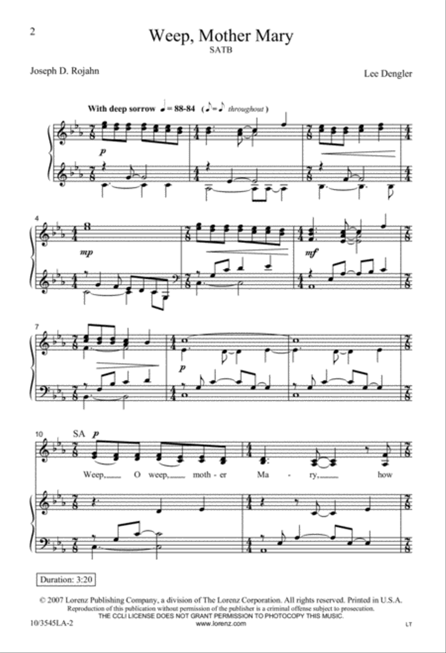 Weep, Mother Mary 4-Part scores gallery preview page 2