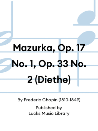 Book cover for Mazurka, Op. 17 No. 1, Op. 33 No. 2 (Diethe)