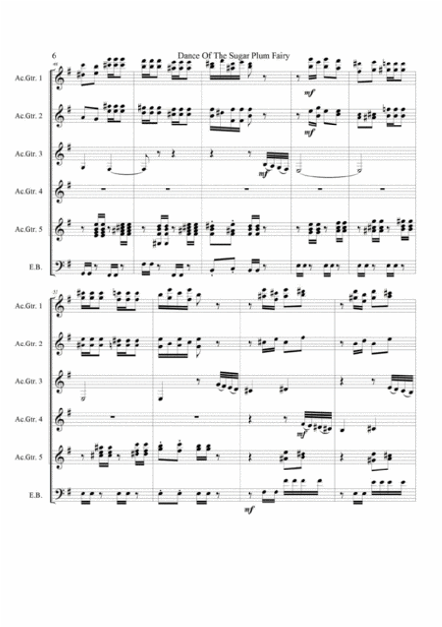 Dance of the Sugar Plum Fairy Guitar Ensemble scores gallery preview page 6