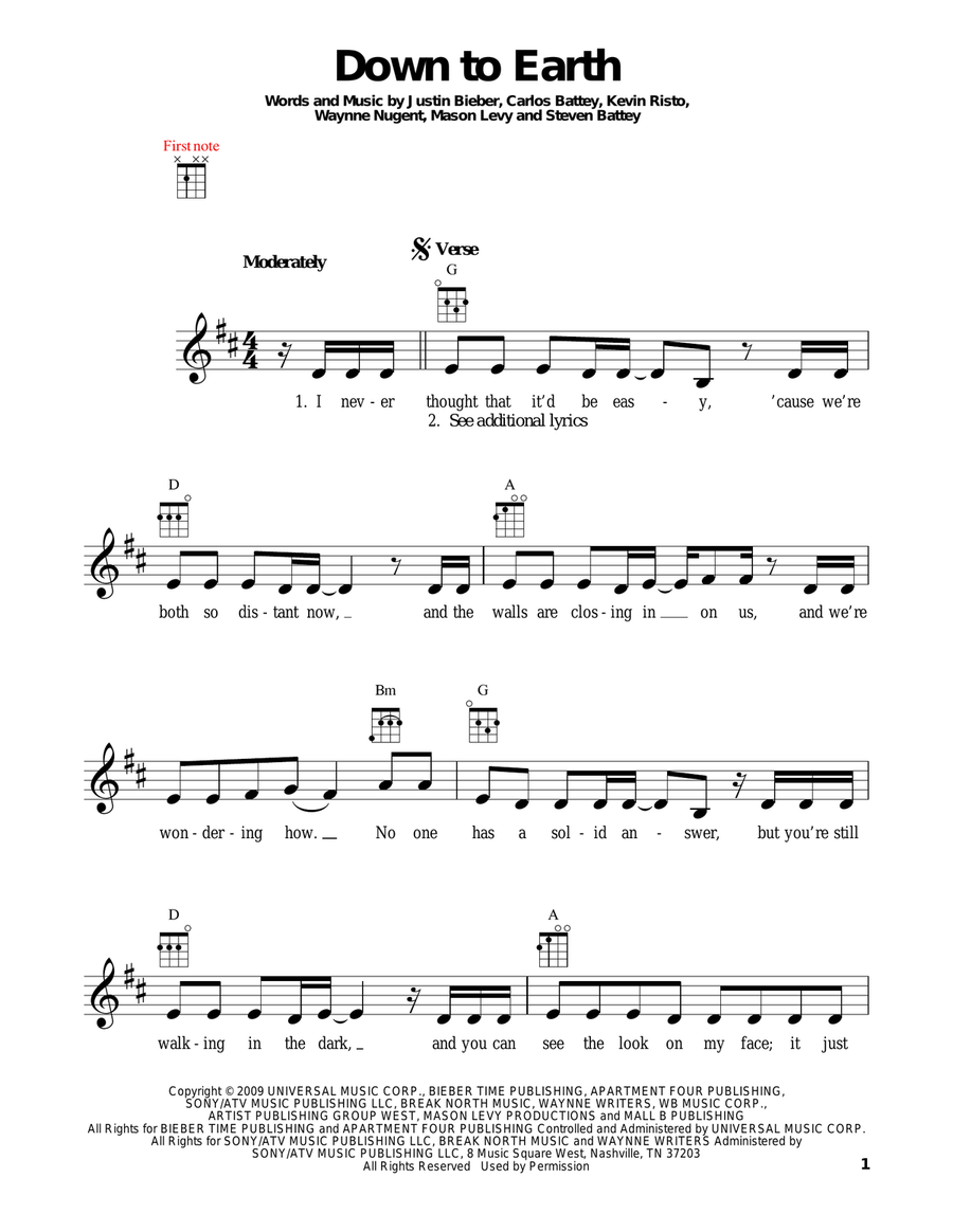 Down To Earth Down To Earth Ukulele scores gallery preview page 1
