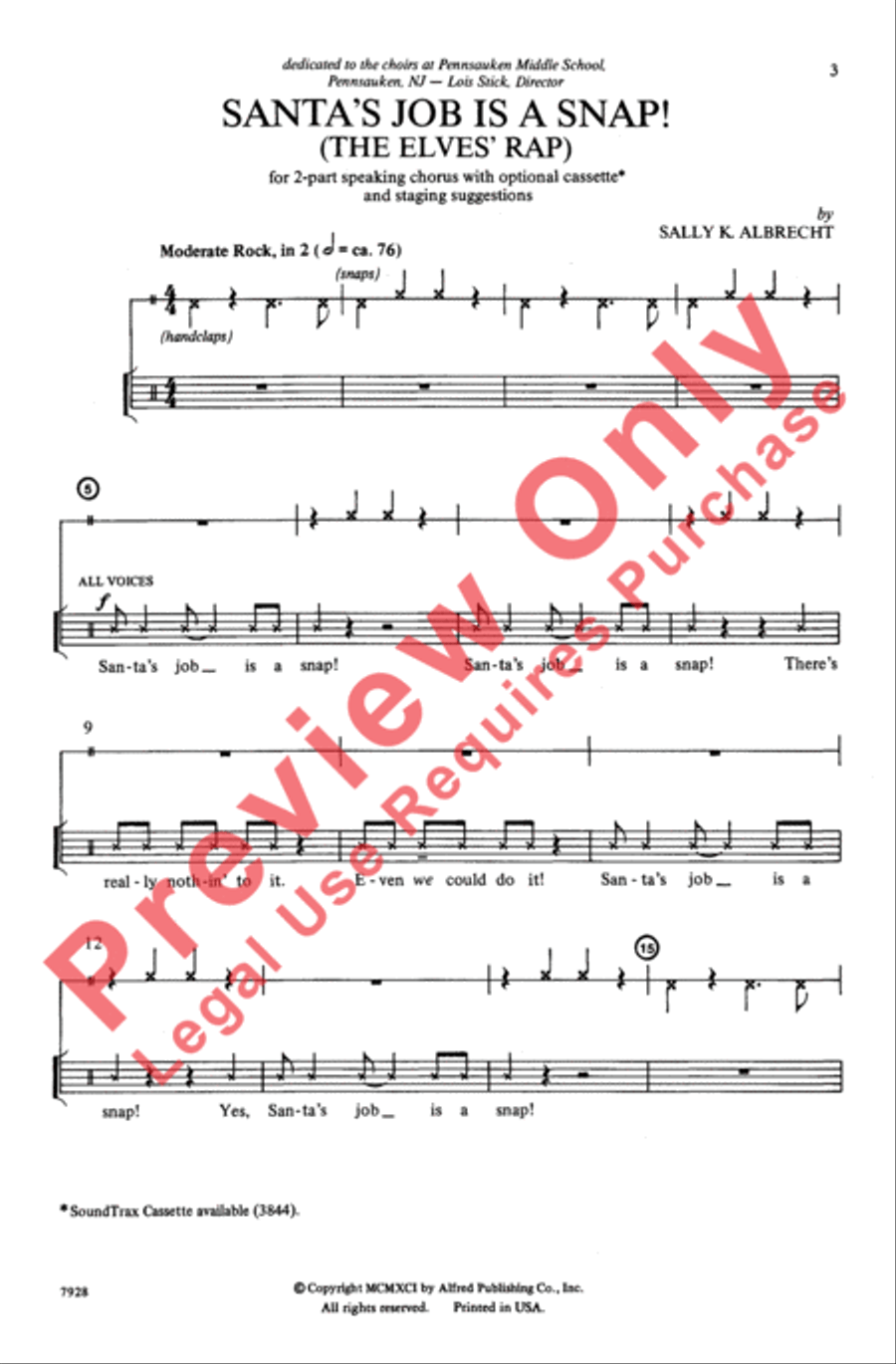 Santa's Job Is a Snap! (The Elves' Rap) 2-Part scores gallery preview page 3