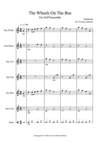 The Wheels On The Bus - For Orff Ensemble image number null
