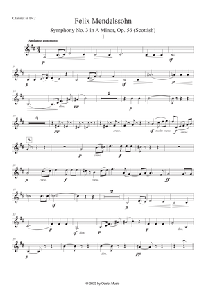 Mendelssohn Symphony No. 3 in A minor Op. 56 "Scottish" Clarinet in Bb II (transposed part)
