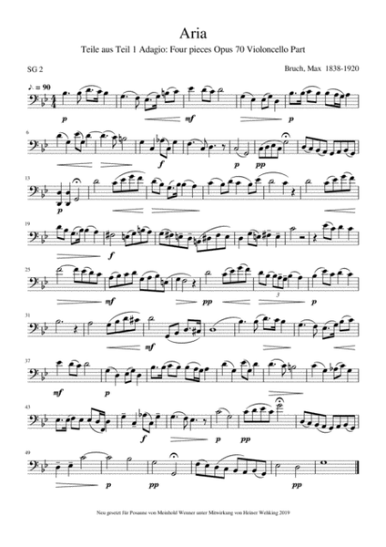 Bruch 4 Stücke Trombone Solo Posaune Soli Stück Stücke Piece Pieces Stück Trombón harsona Tromb