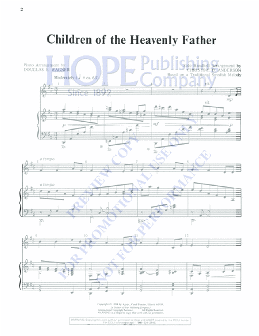 Children of the Heavenly Father Percussion scores gallery preview page 2