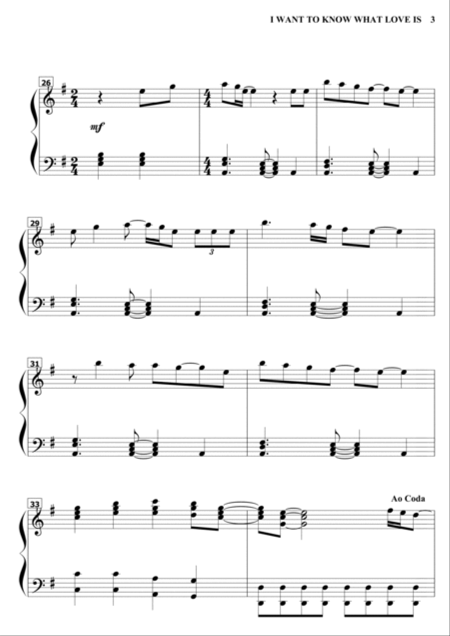 I Want To Know What Love Is Piano Solo scores gallery preview page 3
