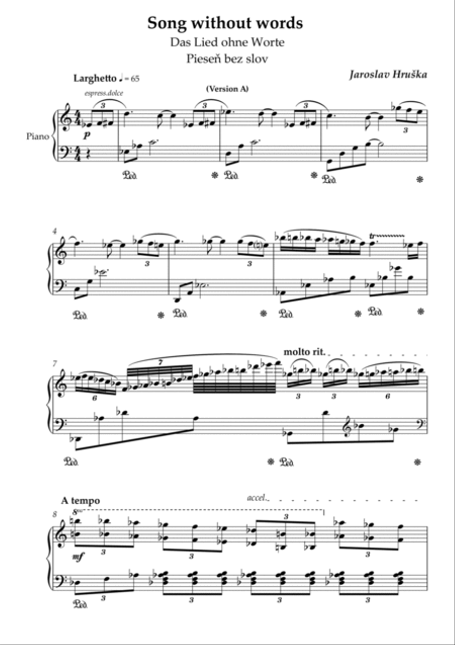 Song without words ( Version A ) Piano Method scores gallery preview page 2