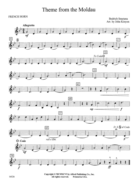 Theme from "The Moldau": 1st F Horn