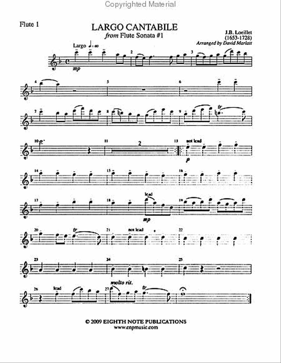Largo Cantabile (from Flute Sonata #1) Small Ensemble scores gallery preview page 3