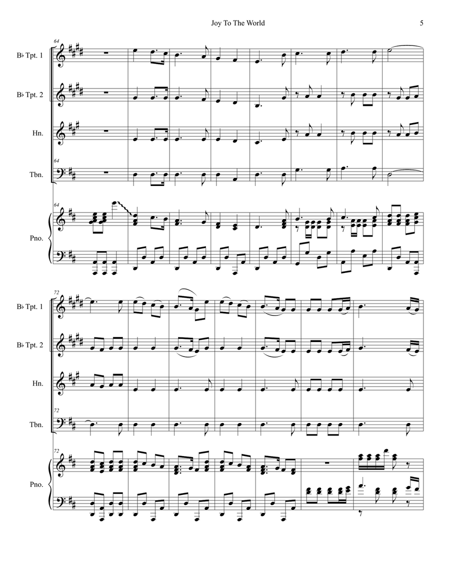 Joy To The World (for Brass Quartet and Piano) Brass Quartet scores gallery preview page 6