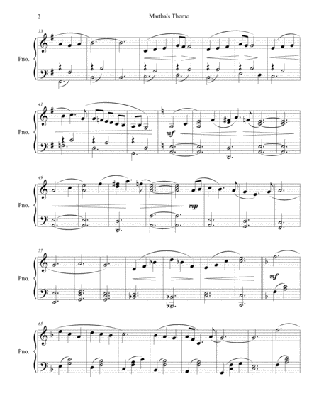Martha's Theme Piano Solo - Digital Sheet Music
