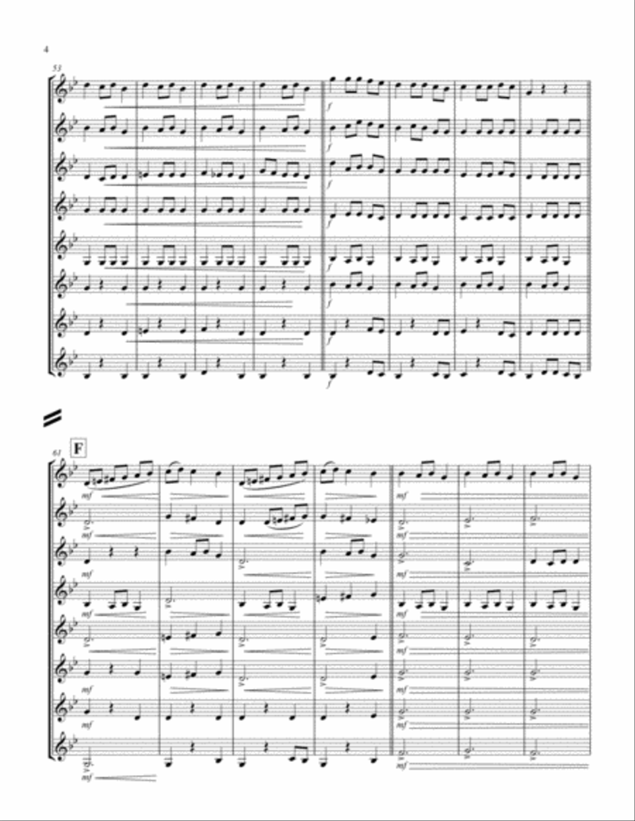 Carol of the Bells (F min) (Trumpet Octet) Brass Ensemble scores gallery preview page 4