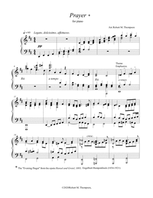 From the opera "Hansel und Gretel", the beloved "Evening Prayer" arranged for piano