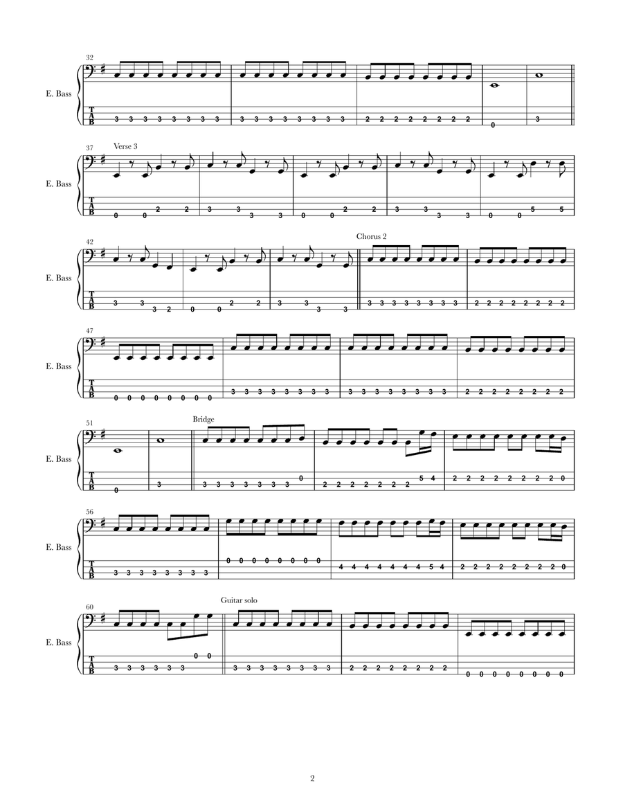 I'm Just Your Problem Bass Guitar Tablature scores gallery preview page 2