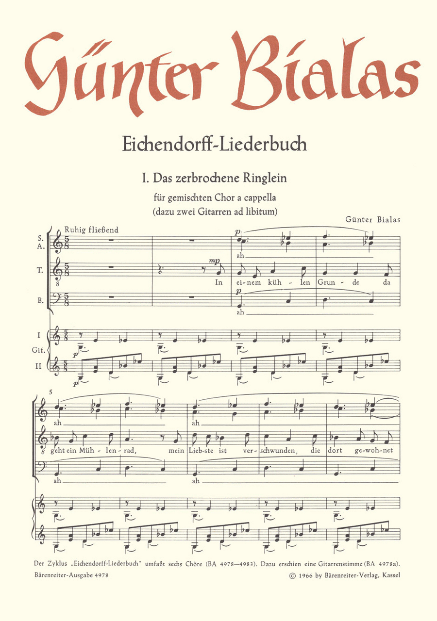 Das zerbrochene Ringlein for Mixed Choir