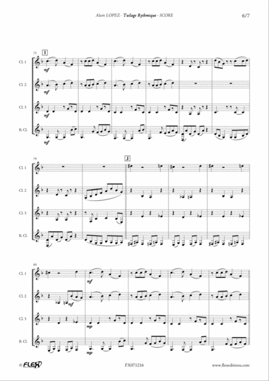 Tuilage Rythmique Clarinet Quartet scores gallery preview page 6