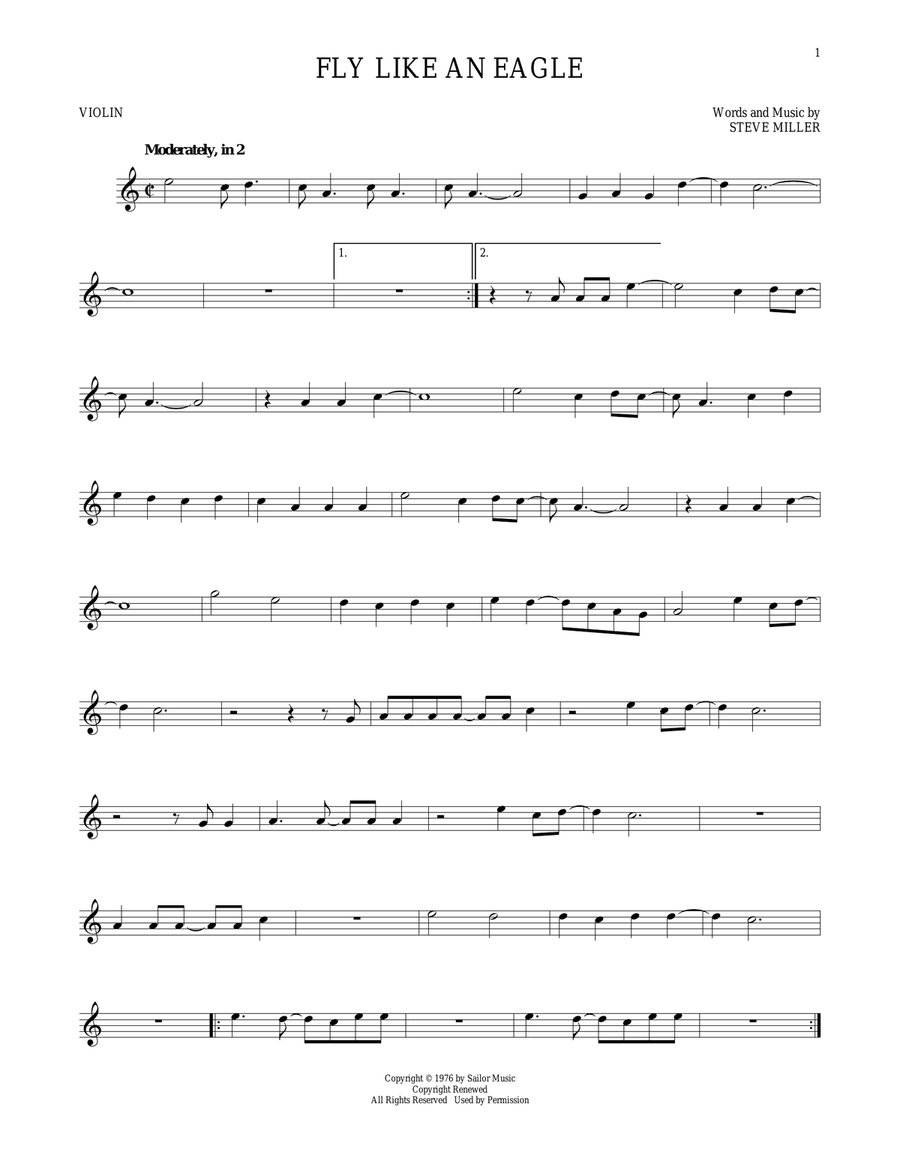 Fly Like An Eagle Violin Solo scores gallery preview page 1