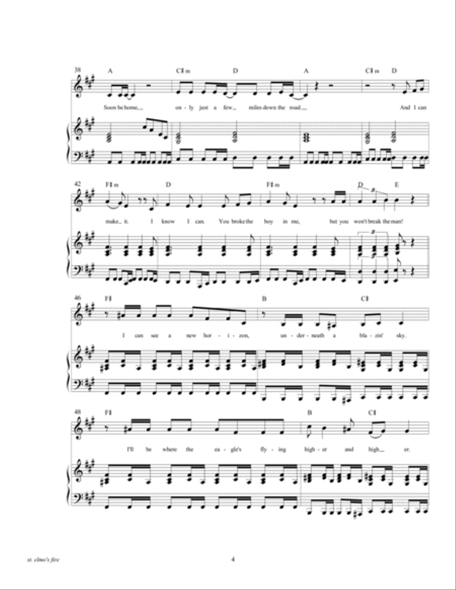 St. Elmo's Fire (Man In Motion) Piano, Vocal scores gallery preview page 6