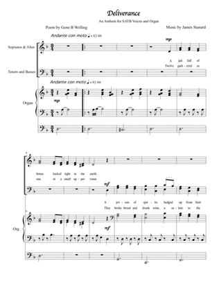 Deliverance, A sacred SATB and organ anthem suitable for Easter