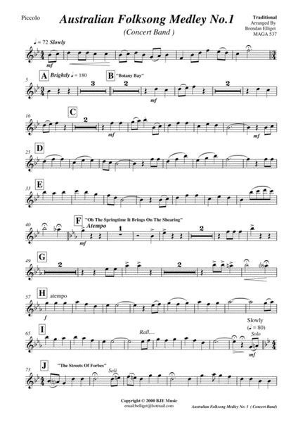 Australian Folksong Medley No. 1 - Concert Band image number null