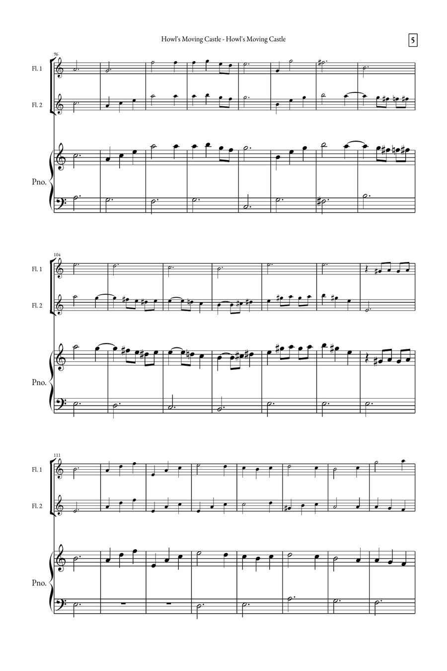 Howl's Moving Castle Howl's Moving Castle Woodwind Duet scores gallery preview page 5