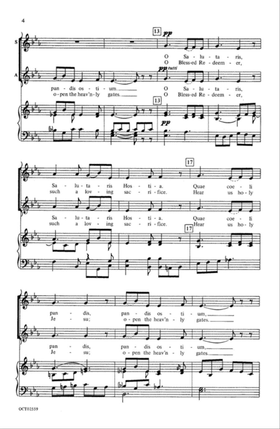 O Salutaris (O Blessed Redeemer) Choir scores gallery preview page 2