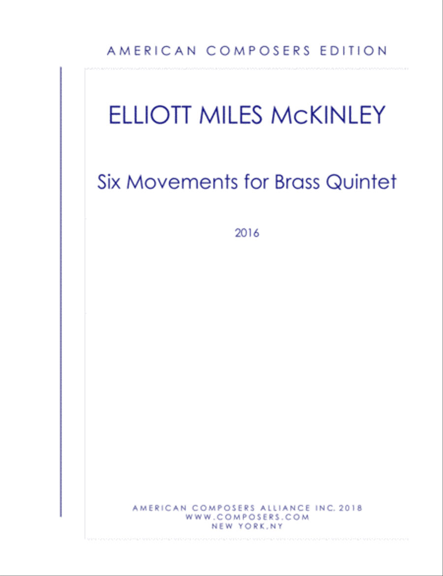 [McKinley] Six Movements for Brass Quintet Brass Quintet scores gallery preview page 1