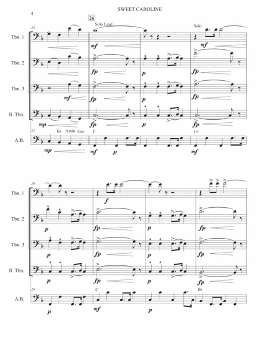 Sweet Caroline Brass Ensemble scores gallery preview page 4