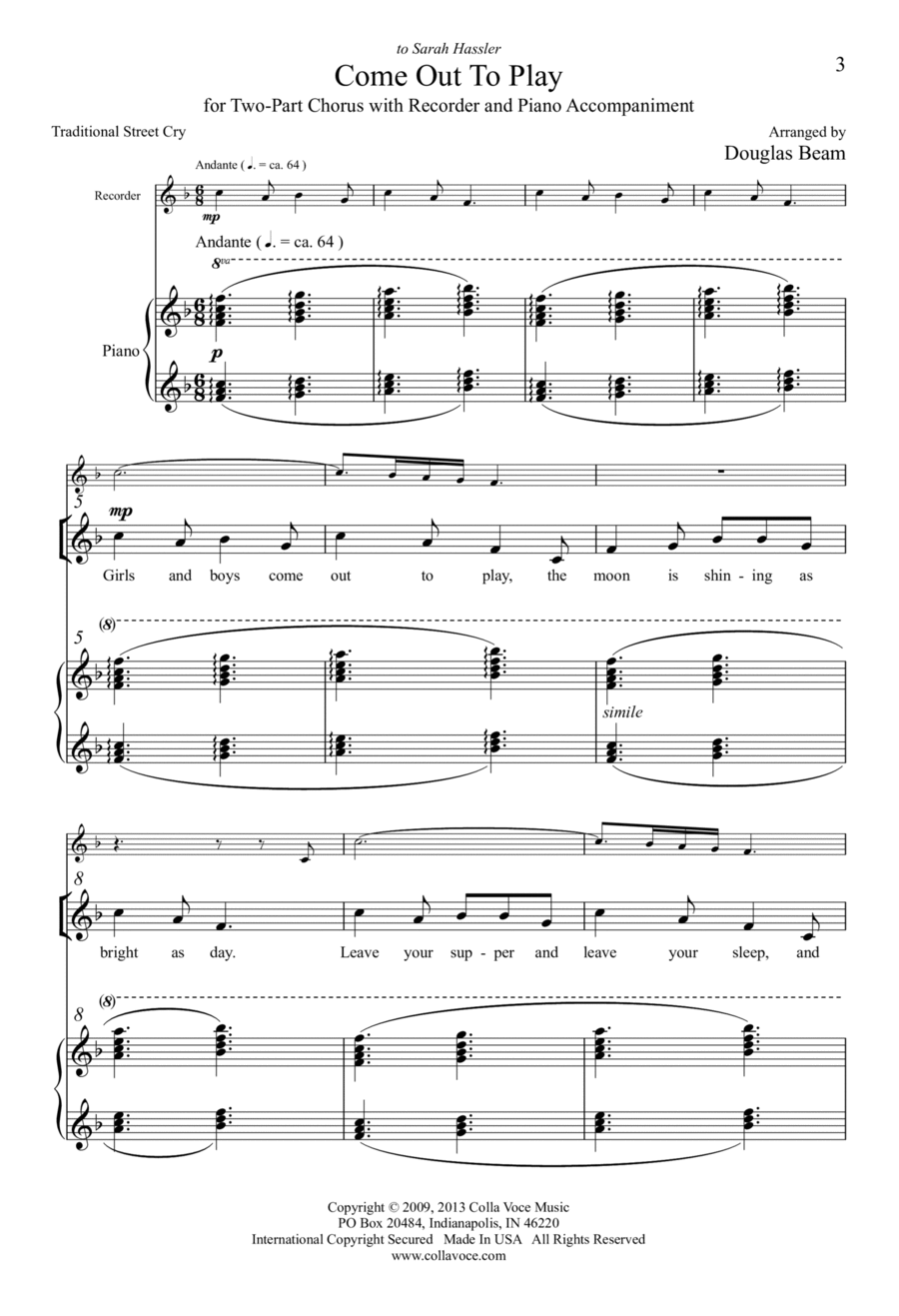 Come Out To Play Come Out To Play Choir scores gallery preview page 1