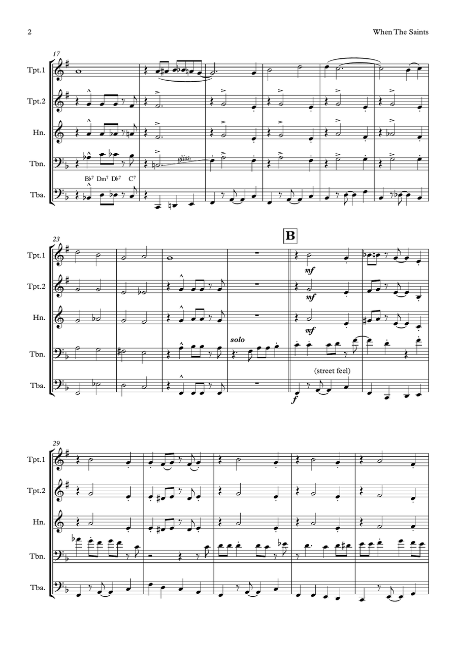 When The Saints Go Marching In (Brass Quintet) Brass Quintet scores gallery preview page 2