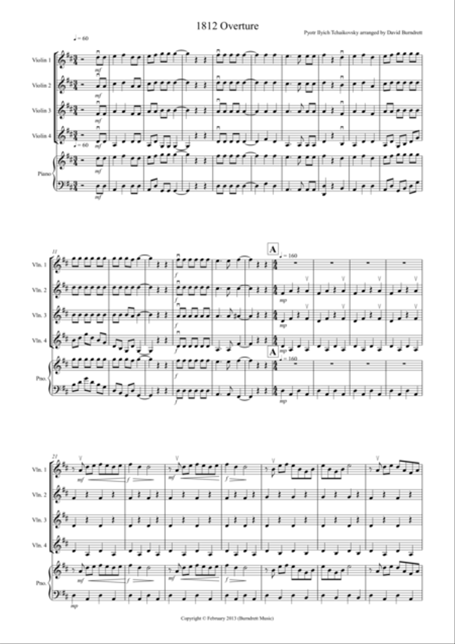 1812 Overture for Violin Quartet Violin Solo scores gallery preview page 1