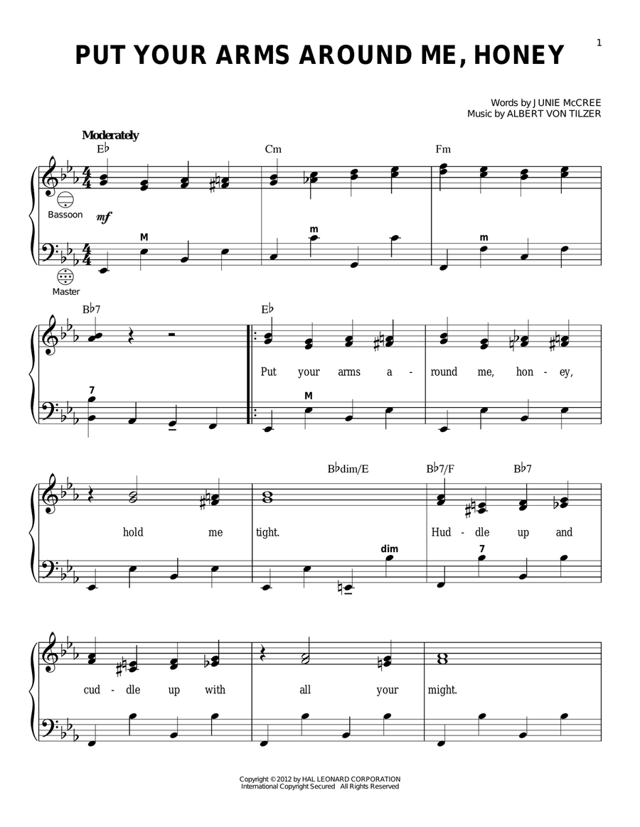 Put Your Arms Around Me, Honey Accordion scores gallery preview page 1