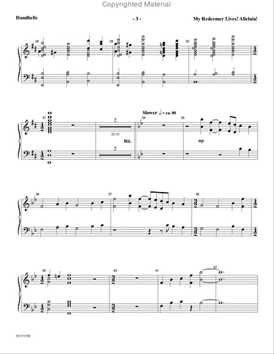 My Redeemer Lives! Alleluia! - Reproducible Handbell Part 5-Octaves scores gallery preview page 4