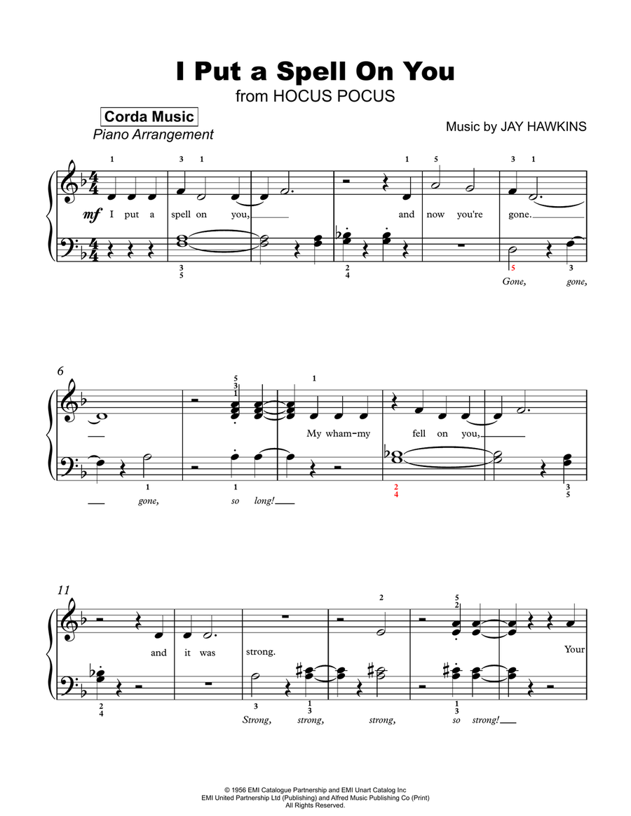 I Put A Spell On You Easy Piano scores gallery preview page 1