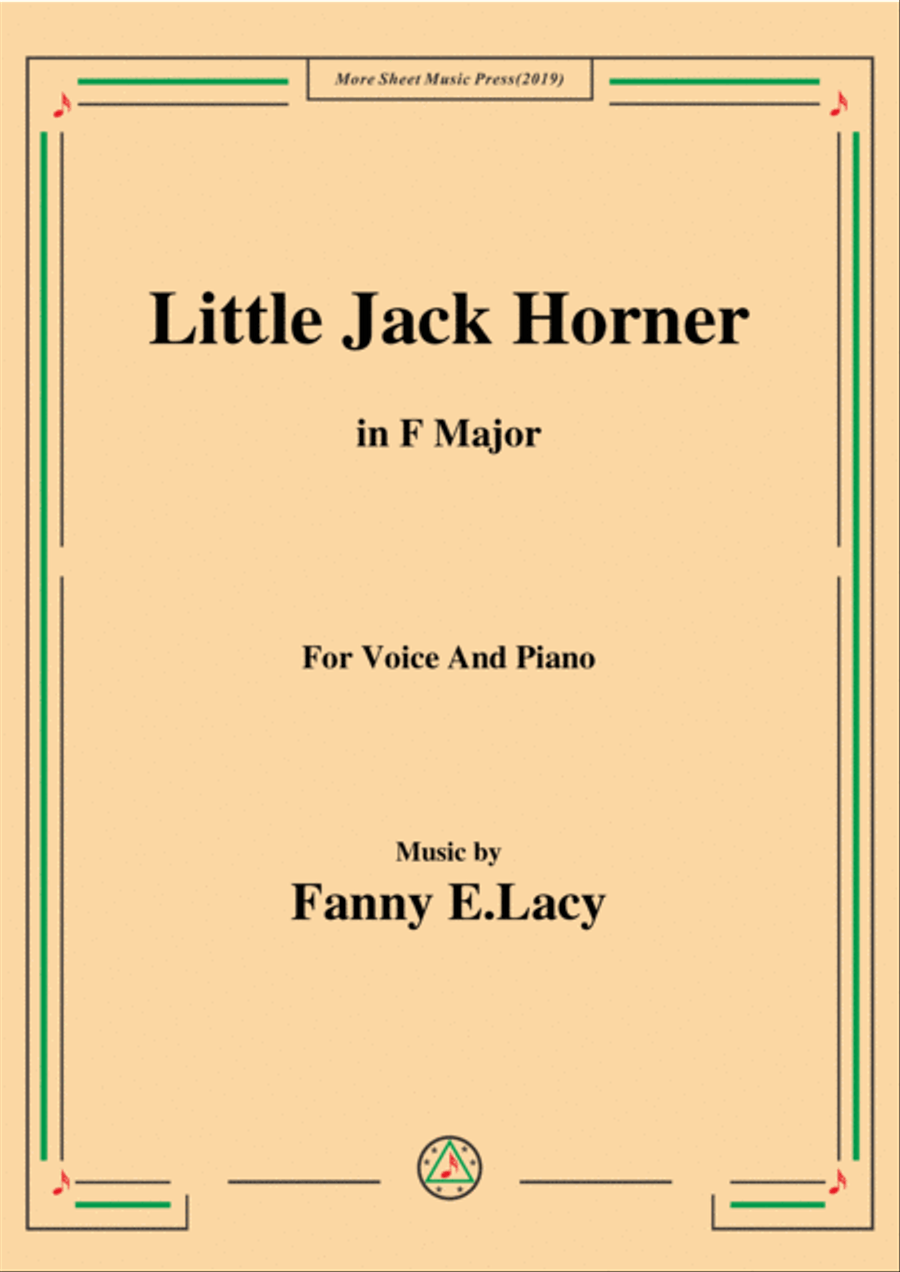 Fanny E.Lacy-Little Jack Horner,in F Major,for Voice and Piano Voice Solo scores gallery preview page 1