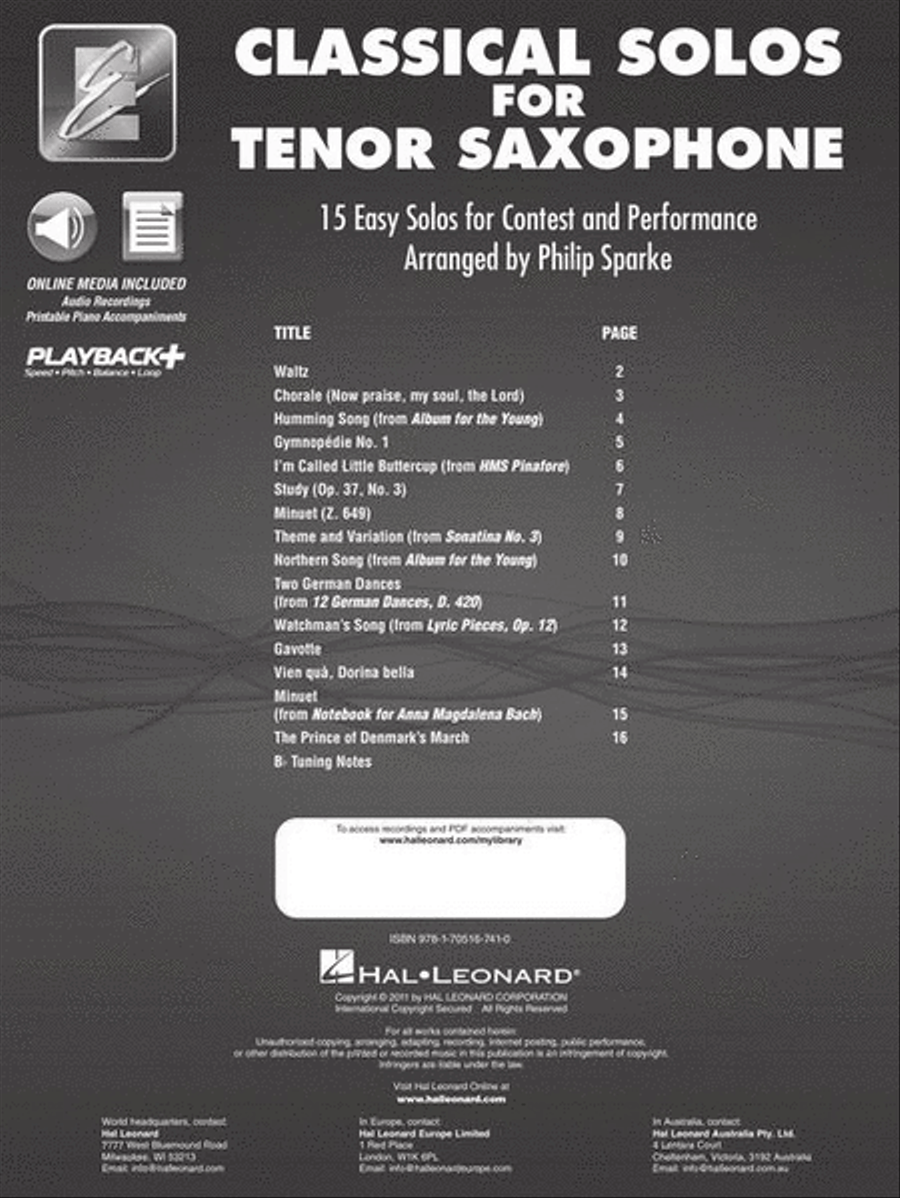 Classical Solos for Tenor Sax Concert Band Methods scores gallery preview page 3