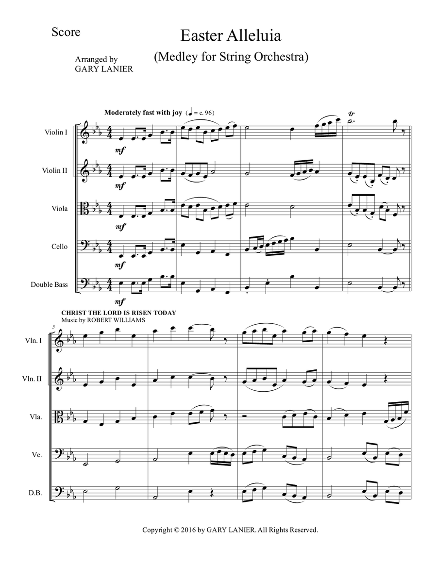 Gary Lanier: Easter Alleluia (String Orchestra medley – Score & Parts) String Orchestra scores gallery preview page 2