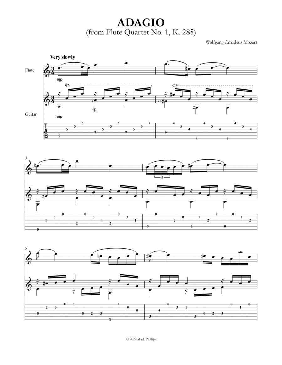 Flute Quartet No. 1 (Second Movement), K. 285 image number null