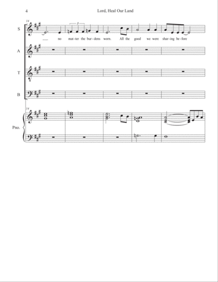 Lord, Heal Our Land for SATB Voices (reproducible) 4-Part scores gallery preview page 4